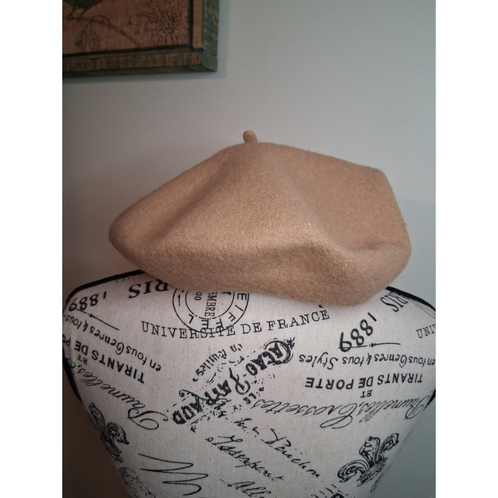 FITS Accessories Tan Wool Blend French Beret Hat One size